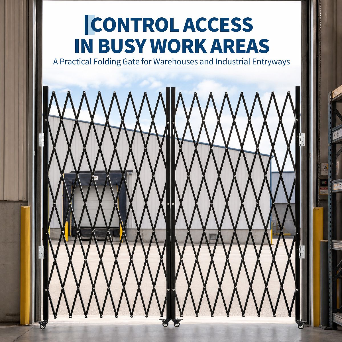 Double Folding Security Gate Aluminum Accordion Barrier with Locking Casters with 2 Locking Casters for Door Courtyard Garage - thumbnail 4