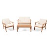 4-Piece All-Weather Wood Patio Conversation Set with Cushions, Outdoor Seating Furniture for Deck, Porch or Backyard – The Pop Home - 2 of 4