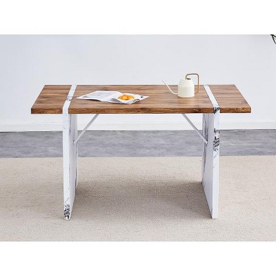 Dexmalle Modern Farmhouse Style Square Dining Table with Medium-Density Fiberboard
