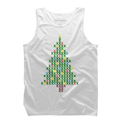 Men's Design By Humans Christmas Tree Cross Stitch By BettySue Tank Top