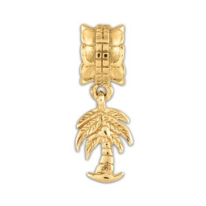 Black Bow Jewelry 14k Yellow Gold Plated Sterling Silver Palm Tree Dangle Bead Charm - 1 of 3