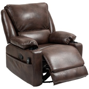 Recliner Massage Armchair with Heat, Oversized Swivel Rocker Recliner with Footrest, Remote Control and Side Pockets - 1 of 4