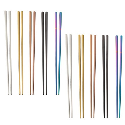 Juvale 10 Pairs Rainbow Stainless Steel Chopsticks Kitchen Gift Set, Dishwasher Safe (5 Colors)