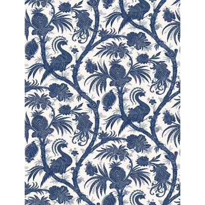 Brewster Balinese Peacock Scalamandre Self Adhesive Wallpaper Indigo: NuWallpaper Removable Vinyl, 30.75 Sq Ft Coverage