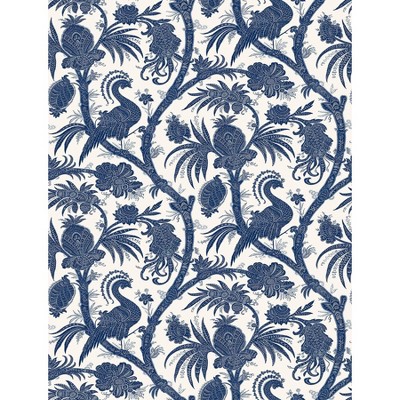 Brewster Balinese Peacock Scalamandre Self Adhesive Wallpaper Indigo