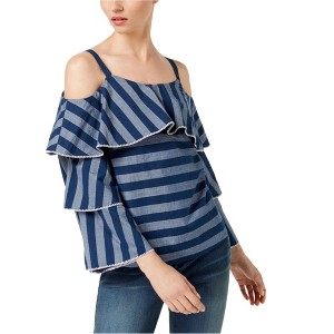 I.N.C International Concepts Womens Tiered-Sleeve Knit Blouse, Blue, XX-Large - 1 of 1