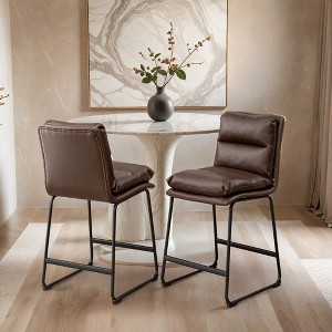 Milos Upholstered 26-inch Counter Height Stools, Set of 2- Leovsnove - 1 of 4