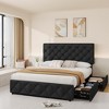 homfan Queen Upholstered Bed Frame - 4 Storage Drawers & Adjustable Headboard, Diamond Tufted Linen Platform, No Box Spring - 3 of 4