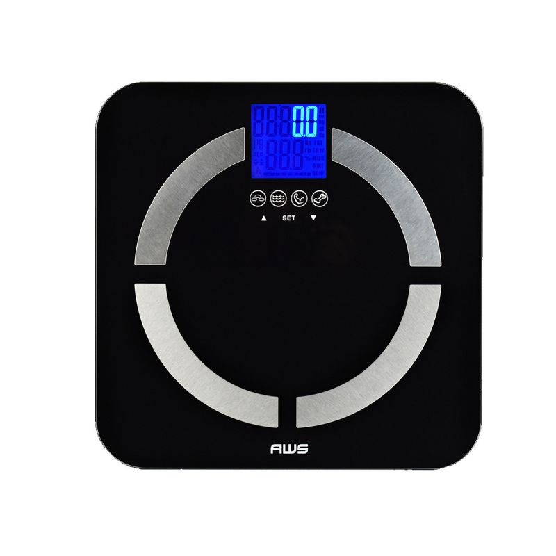 American Weigh Scales Quantum Series Bathroom Scale High Precision Digital Backlit LCD Display Body Mass Index 330LB Capacity, 1 of 6