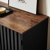 Buffet Cabinet With Storage, Modern Wooden Dresser With Grille-Striped Doors And 3 Storage Drawers, Accent Storage Cabinet For Living Room Hallway - 4 of 4