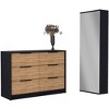 Cornwall 2-Piece Bedroom Set, Wall Mounted Shoe Rack and Dresser, Black, Mirror and Pine - 2 of 4