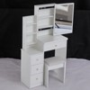 FONTOI Bedside Cabinet Vanity Table&Cushioned Stool, Fashionable Dresser with Sliding Mirror for Bedroom Small Space, White, 12.6"*50.4"*29.2" - 4 of 4