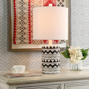 Ceramic and Metal Table Lamp Black/White Finish - StyleCraft: Contemporary Accent, Drum Shade, E26 - 1 of 4