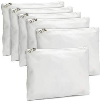 Bright Creations 6-Pack White Makeup Bag Set with Zipper, 8x6" Cotton Canvas Pouches for DIY Crafts, Cosmetics, Stationary, Party Favors