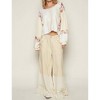 Women's Floral Block Thermal Raw Edge Top - POL M - 4 of 4