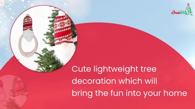 Red and White Plush Gnome Christmas Tree Hugger