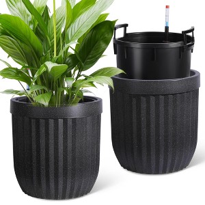 Tall Planters Set of 2, Outdoor Self Watering Pots with Water Level Monitor for Indoor Plants, Living Room, Home,Patio, Porch, Garden - 1 of 4