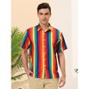 Lars Amadeus Men's Vertical Striped Shirt Short Sleeve Button Down