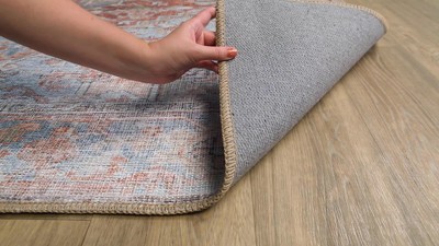 Alanya Blue and Beige Rectangular Washable Chenille Rug
