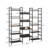 70.1" Retro Wooden Style Triple Wide 5-Shelf  Bookshelves, Home and Office Large Open Bookshelves, 4L -ModernLuxe - 3 of 4