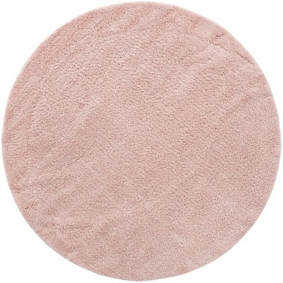 Calabasas Chic Pink Round Shag Area Rug for Kids