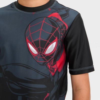 Spider-Man Boys' Spider-Man Rash Guard Top - Gray S: Fit, UPF 50+, Tagless Design — фото 2