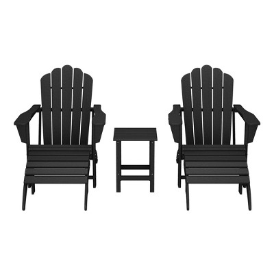 WestinTrends Highland 5-Piece Adirondack Chair with Folding Ottoman and Table Set