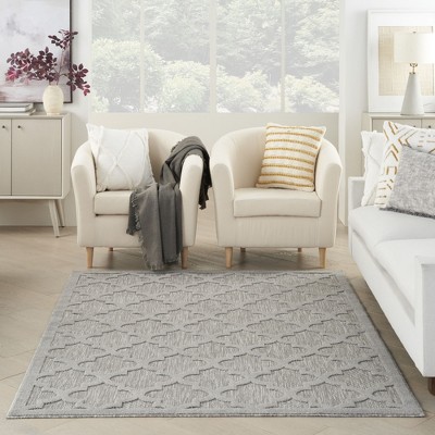Silver Grey Trellis Synthetic 4' x 6' Easy-Care Area Rug