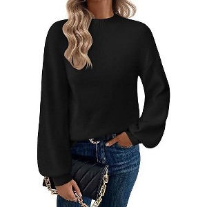 Zeagoo Sweaters for Women Fall Fashion 2025 Trendy Long Sleeve Turtleneck Pullover Lantern Knit Sweater Tops - 1 of 4
