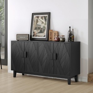 55.4" MDF Sideboard Buffet Cabinet with Irregular Geometric Doors, Adjustable Shelves for Living Room, Dining Room, Kitchen, Entryway, Hallway - 1 of 4