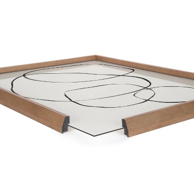 24" x 18" Abstract Black and White Glass Print with Wood Frame