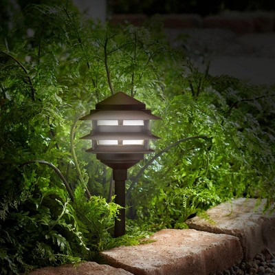 Bronze Three-Tier LED Pathway Lights Set of 2
