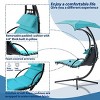 Racxily 53.15 in. Outdoor Teal Hanging Curved Lounge Chair Steel Hammocks Chaise Swing with Built-In Pillow and Removable Canopy - 3 of 4