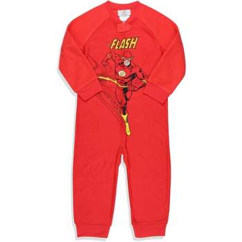 DC Toddler Boys' Classic The Flash Union Suit Footless Pajama Costume Red