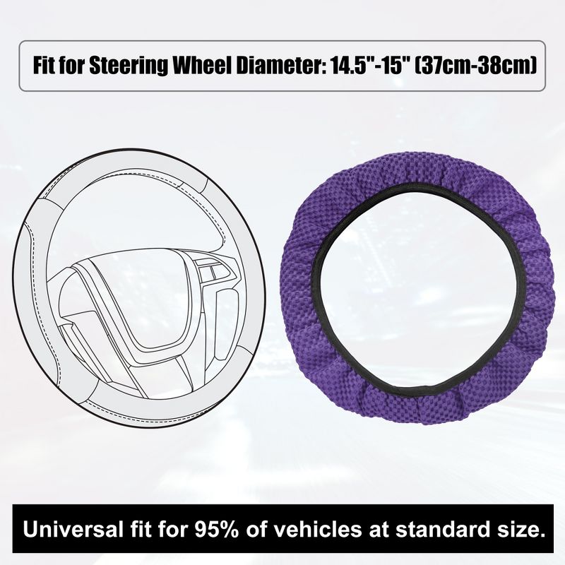 Unique Bargains Steering Wheel Cover Universal Elastic Stretch Antislip Breathable Microfiber Ice Silk Interior Trim Wheel Protector for Car, 3 of 7