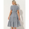 INSPIRE CHIC Women's Summer Ruffle Trim V Neck Button Decor Gingham Dress - 3 of 4