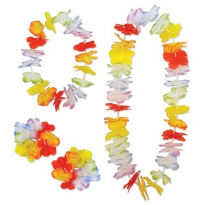 Beistle Rainbow Floral Lei Set, Asstd, (12/Pkg) Multicolored - 1 of 2