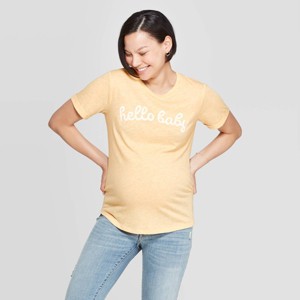 Maternity Short Sleeve Hello Baby Graphic T-Shirt - Isabel Maternity by Ingrid & Isabel Gold XXL, Women