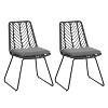 Gulches Outdoor Dining Chair Set of 2 - Weather Resistant with Polyethylene Rattan and Hairpin Legs, Gray - 2 of 4