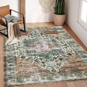 Area Rug, Rugs for Living Room, Non Slip Stain Resistant Kitchen Rug, Vintage Distressed Accent Rug - 1 of 4