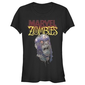 Juniors Womens Marvel Zombies Captain America Face T-Shirt - 1 of 3