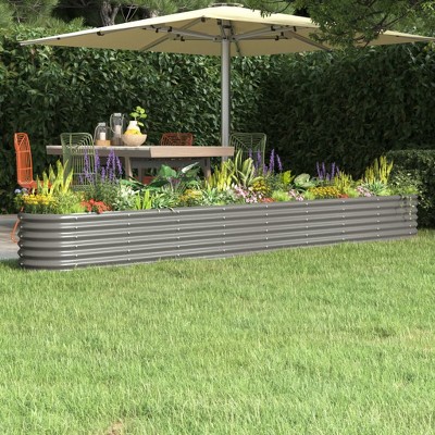 vidaXL Patio Raised Bed Powder-coated Steel 130.7"x15.7"x14.2" Gray