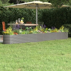 vidaXL Patio Raised Bed Powder-coated Steel 130.7"x15.7"x14.2" Gray - 1 of 4