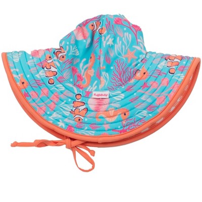 RuffleButts Girls UPF50+ Sun Protected Reversible Swim Hat