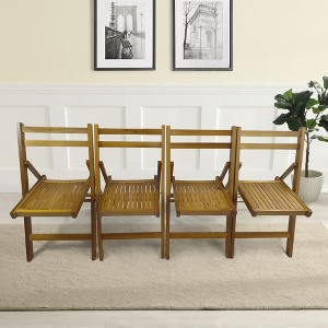 Aghana Digitals 4-Pack Honey Solid Wood Slatted Folding Chairs - 220LBS Capacity, Indoor/Outdoor - 1 of 4