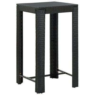 vidaXL Patio Bar Table Black 23.8 in.x23.8 in.x43.5 in. Poly Rattan