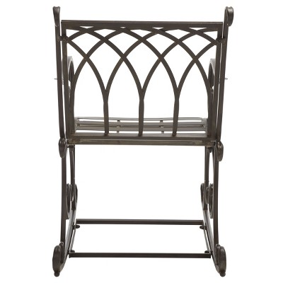 Medrano Rustic Brown Iron Frame Outdoor Rocking Chair