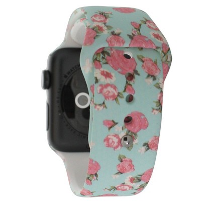 Olivia Pratt Mint Floral Print Silicone Apple Watch Band 42Mm