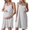 Ekouaer Labor and Delivery Gown for Hospital 3 in 1 Nursing Dress Sleeveless Maternity Snap Button Breastfeeding Nightgown - 2 of 3