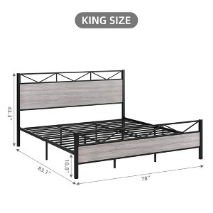 Bed Frame with Headboard, Platform Bed Frame with Heavy Duty Metal Slat Support, Noise Free Design, Easy to Assemble, Industrial Style - 1 of 1